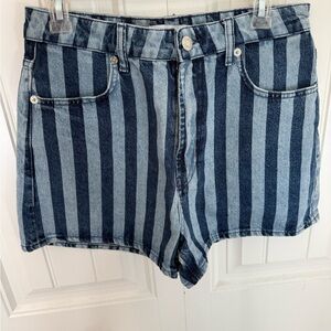 Zara Blue Striped Jean Shorts